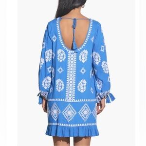 Elan Blue Dress with White Embroidery